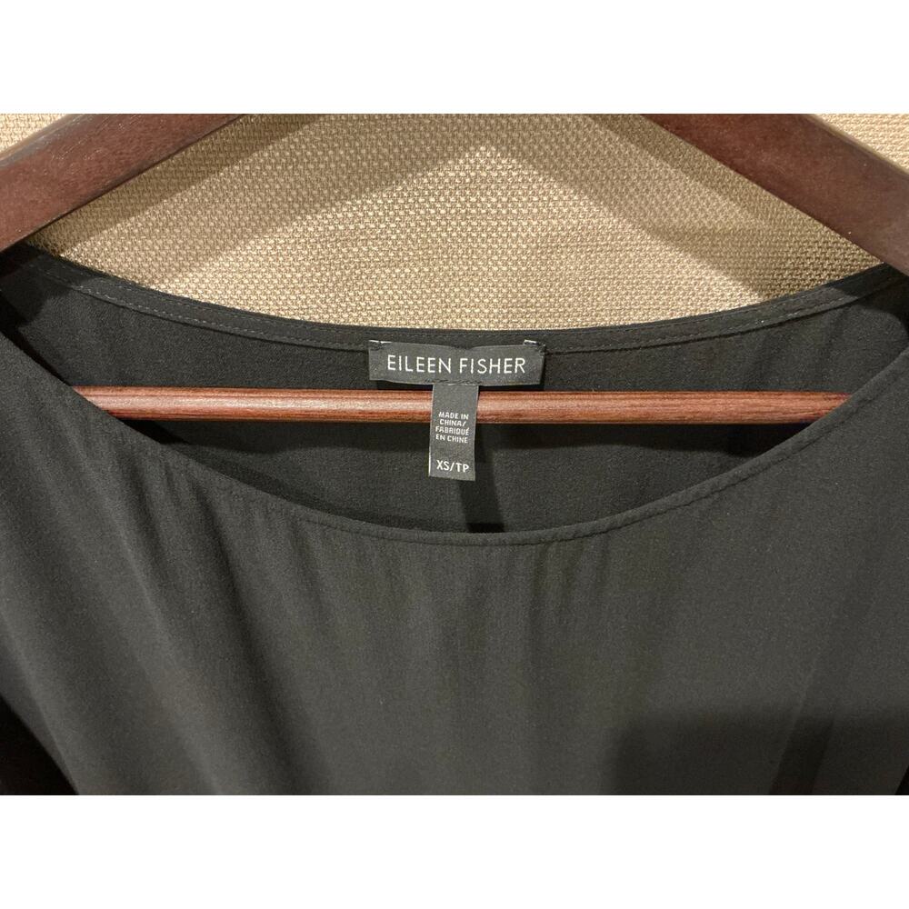 Eileen Fisher Silk Shift Dress Black XS Oversized Minimalist w/Pockets - Picture 3 of 5
